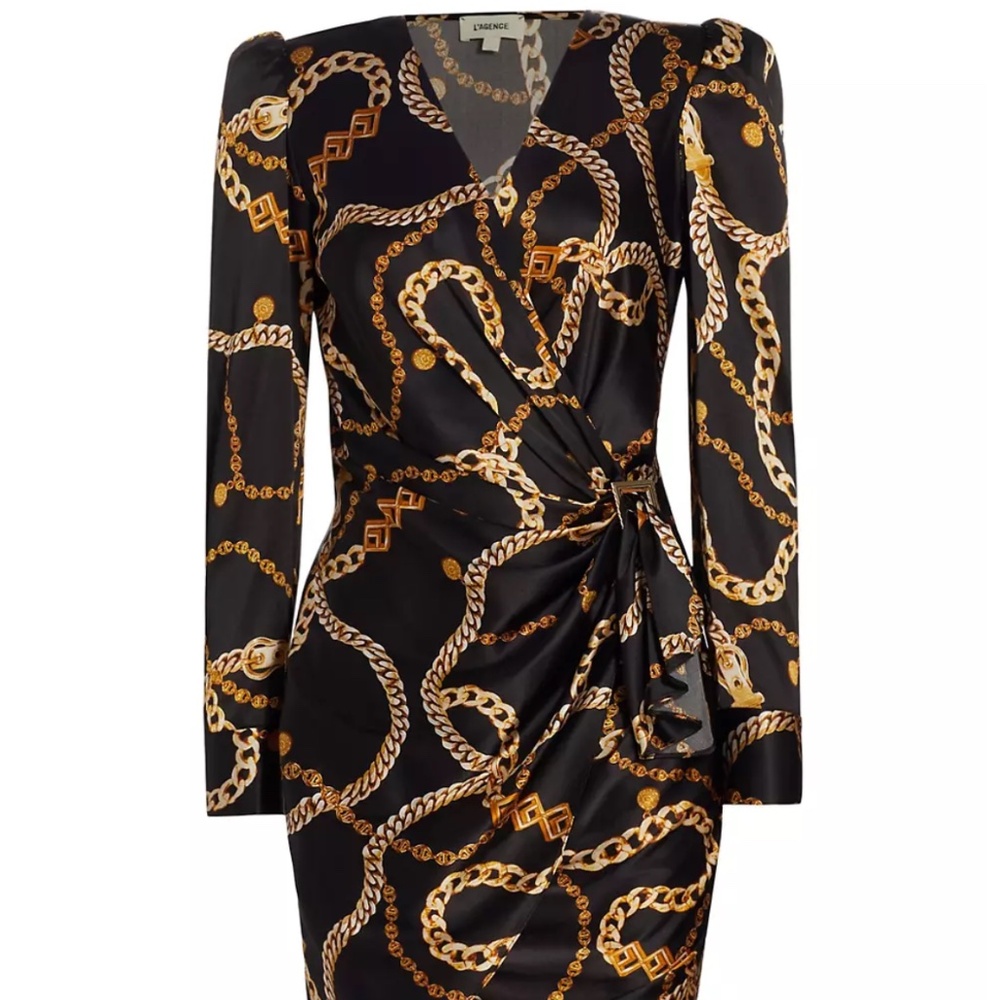 LIKE NEW L'AGENCE 100% Silk Wrap Dress